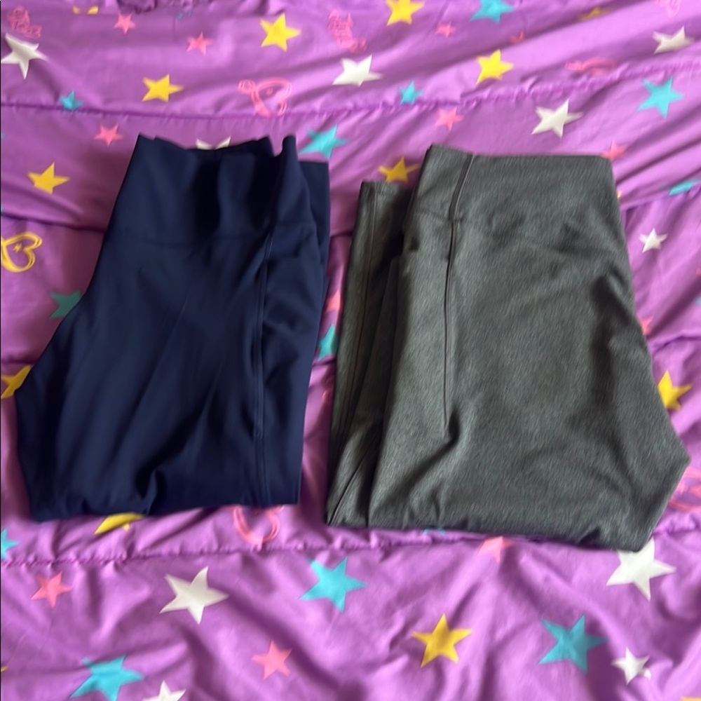 Blue and Gray Leggings Stretchy Athletic Wear